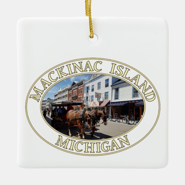 Pferd und Beförderung in der Innenstadt von Mackin Keramikornament (Vorderseite)