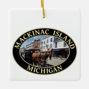 Pferd und Beförderung in der Innenstadt von Mackin Keramikornament