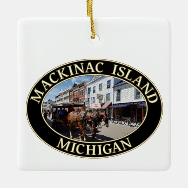 Pferd und Beförderung in der Innenstadt von Mackin Keramikornament (Vorderseite)