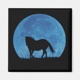 Pferd und Blauer Vollmond Magnet