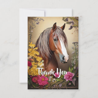 Pferd und Blume Dankeskarte