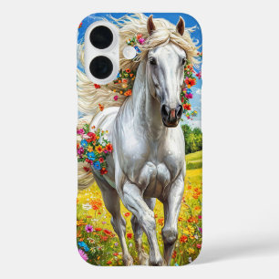 Pferd und Blume iPhone 16 Hülle