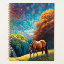 Pferd und Blumen auf einer bunten Wiese