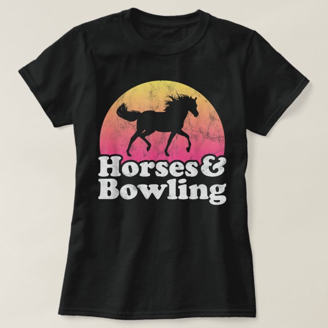 Pferd und Bowling Frauen oder Mädchen Pferde T-Shirt (Design vorne)