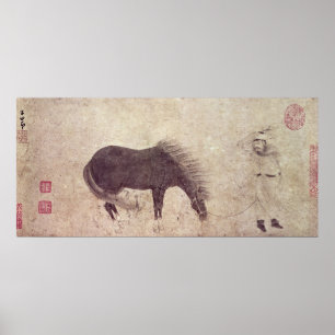 Pferd und Bräutigam im Winter Poster