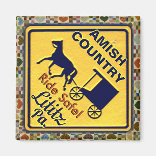 Pferd und Buggy, Fahrsicherheit in Lititz Pa. Magnet