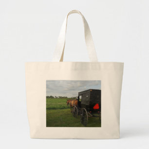 Pferd und Buggy im Sonnenuntergang Jumbo Stoffbeutel