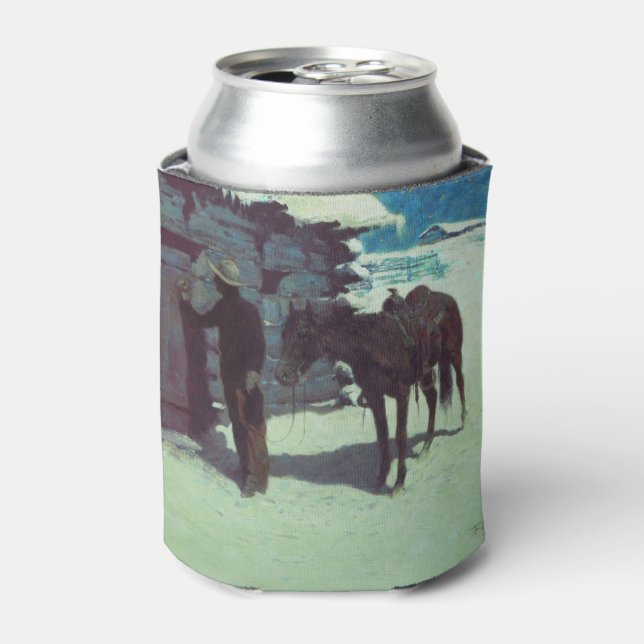 Pferd und Cowboy Winterschnee Dosenkühler (Kanne Vorderseite)