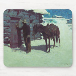 Pferd und Cowboy Winterschnee Mousepad