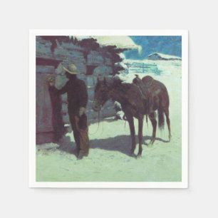 Pferd und Cowboy Winterschnee Serviette