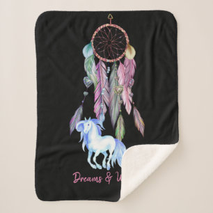 Pferd und Dreamcatcher ~ Träume und Wünsche BOHO Sherpadecke