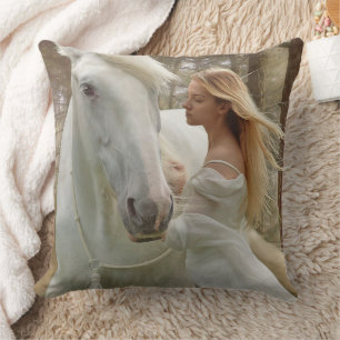 Pferd und Girl Fantasy Pillow Kissen