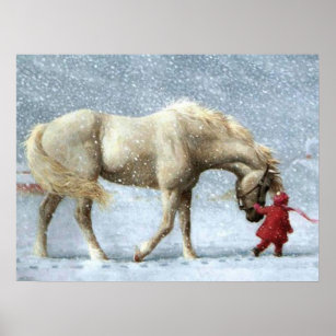 Pferd- und Girl-Winter-Poster Poster