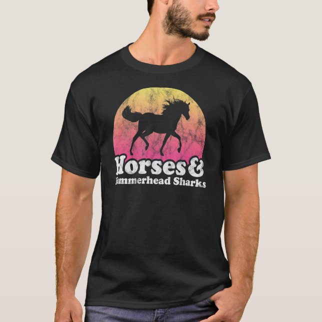 Pferd Und Hammerhai-Frauen Oder Mädchen Pferde T-Shirt (Vorderseite)