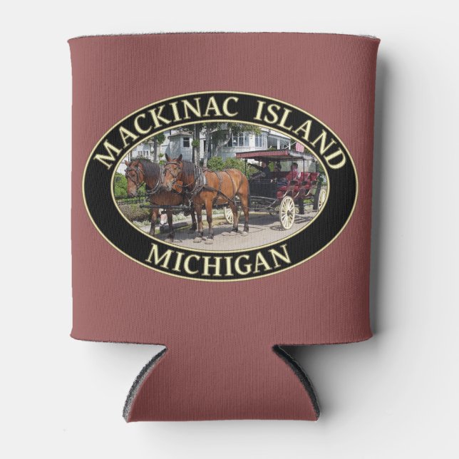 Pferd und Heirat auf der Insel Mackinac, Michigan  Dosenkühler (Vorderseite)