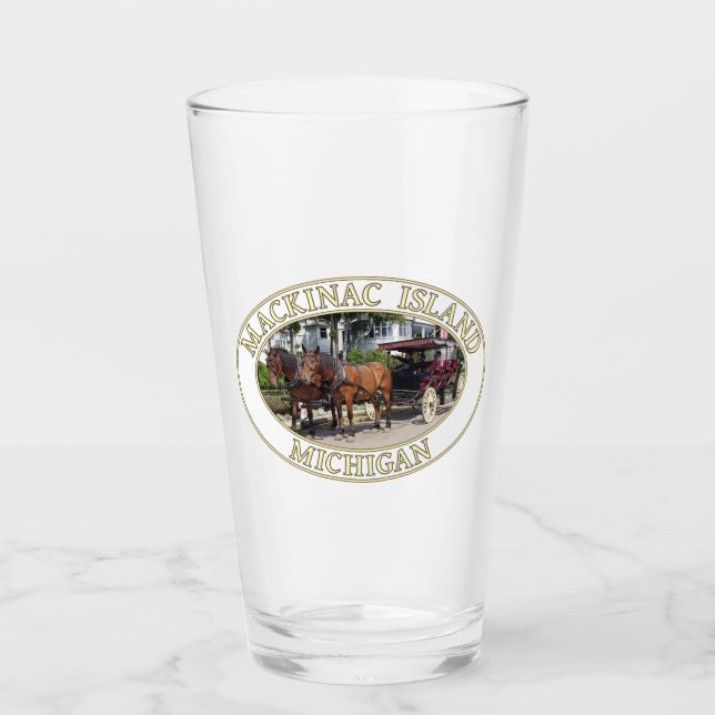 Pferd und Heirat auf Mackinac Island, Michigan Glas (Vorderseite)