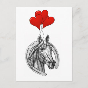 Pferd und Herzen Postkarte