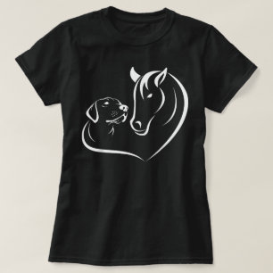 Pferd und Hund Frauen und Männer Motiv Pferd Hund  T-Shirt