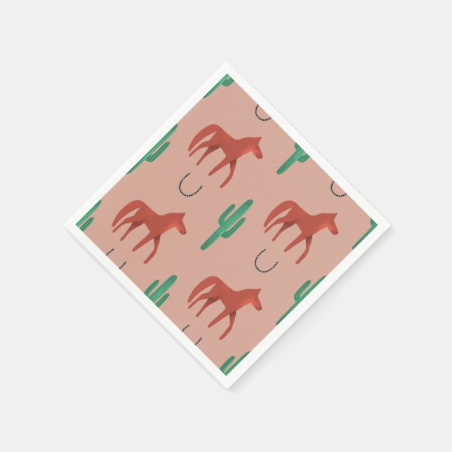 Pferd und Kakteen Serviette (Ecke)