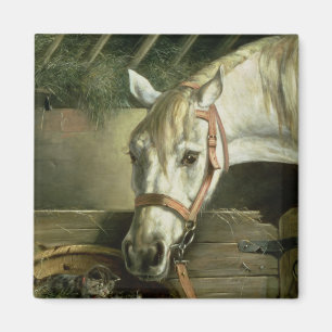 Pferd und Kätzchen, 1890 Magnet