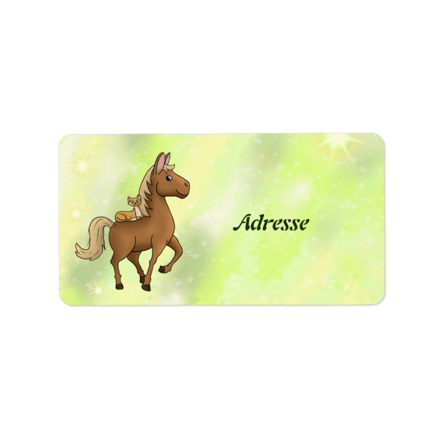 Pferd und Katze Adressaufkleber (Vorne)