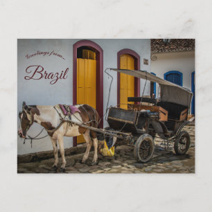 Pferd und Kutsche in Brasilien Postkarte