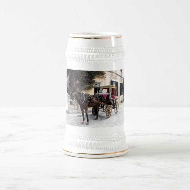 Pferd und Kutsche, Mdina, Malta Bierglas (Mittel)