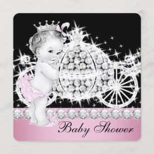 Pferd und Kutsche - Rosa Prinzessin Baby Shower Einladung