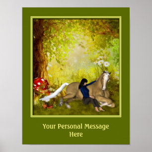 Pferd und Mädchen Erstellen Sie Ihren eigenen Text Poster