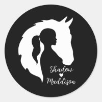 Pferd- und Mädchenherz-Liebhaber Silhouette