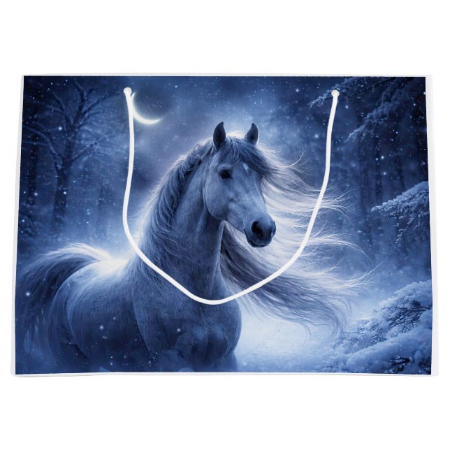 Pferd und Mond Schöner Winter Große Geschenktüte (Vorderseite)