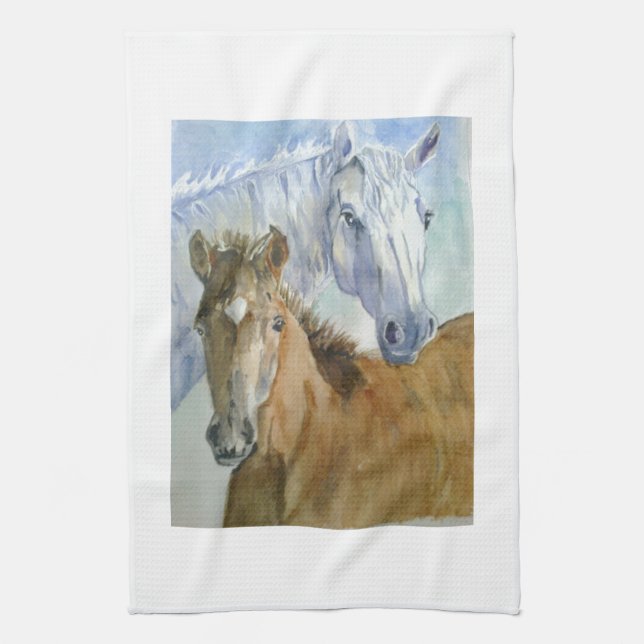 Pferd und Pony Geschirrtuch (Vertikal)