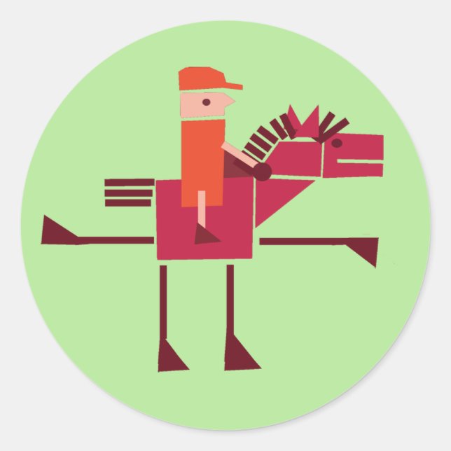Pferd und Reiter Runder Aufkleber (Vorderseite)
