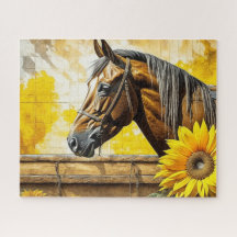 Pferd und Sonnenblumen Schöne künstlerische Kunst