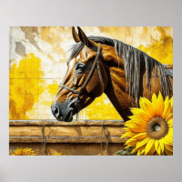 Pferd und Sonnenblumen Schöne künstlerische Kunst
