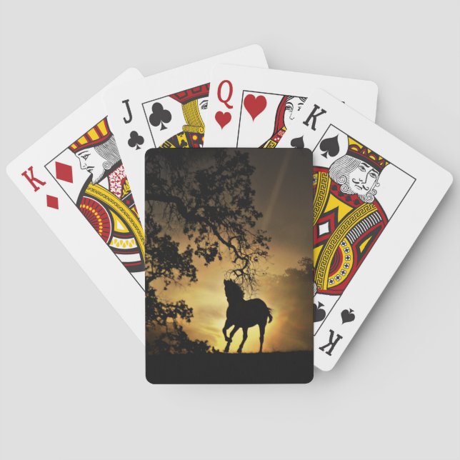 Pferd und Sonnenuntergang Spielkarten (Rückseite)