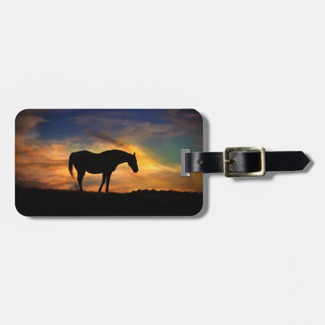 Pferd und Teich Gepäckanhänger (Vorderseite horizontal)