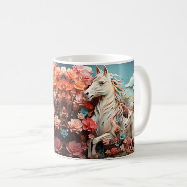 Pferd und Wald, Reitergeschenk, Pferdereiten Kaffeetasse (VorderseiteRechts)