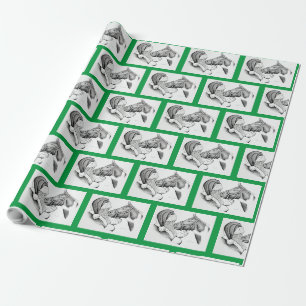 Pferd und Weihnachtsmann zu Weihnachten Geschenkpapier