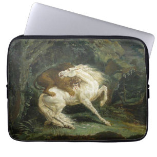 Pferd von einem Löwen angegriffen (von Théodore Gé Laptopschutzhülle