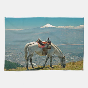 Pferd & Vulkan, Quito, Ecuador Geschirrtuch