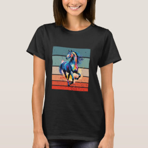 Pferd Wasserfarben Stil Farben dynamische Pinsel-S T-Shirt