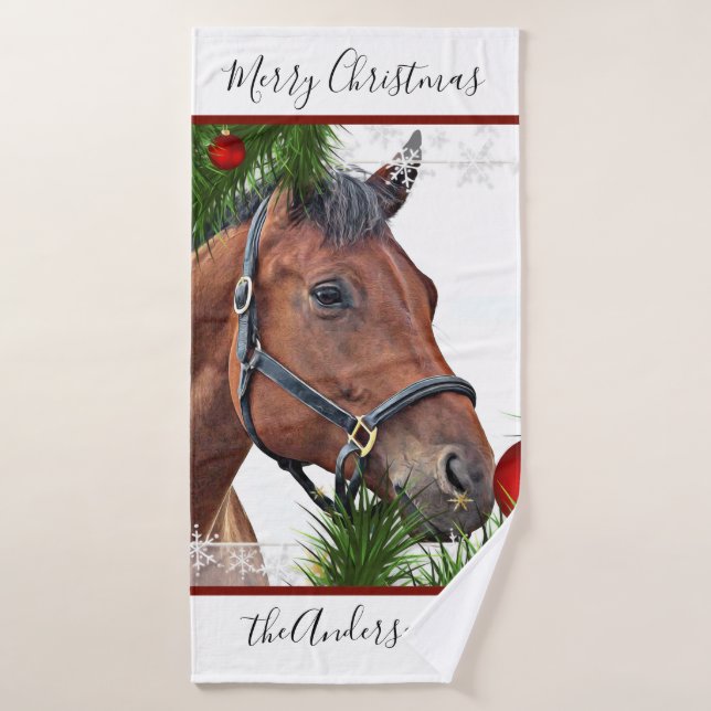 Pferd Weihnachten Niedlicher Pony Pferde Pferde Pf Badehandtuch (Badehandtuch)