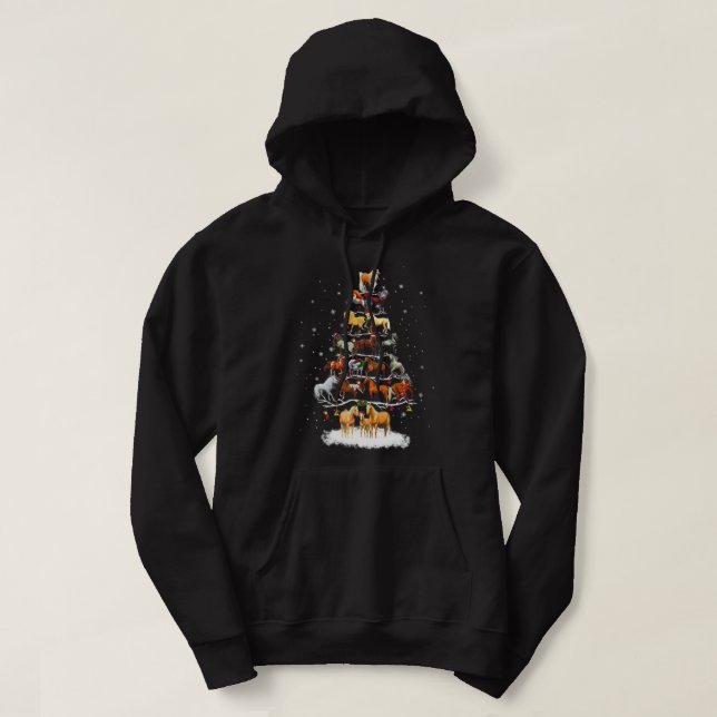 Pferd Weihnachtsbaum Pferde Winter Weihnachtsbaum Hoodie (Design vorne)