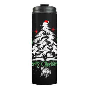 Pferd Weihnachtsbaum T-Shirt, Weihnachten Pferd Ba Thermosbecher