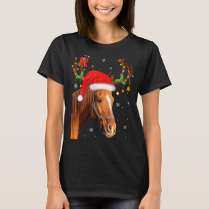 Pferd Weihnachtsbeleuchtung Rentiere Santa Pferd W T-Shirt