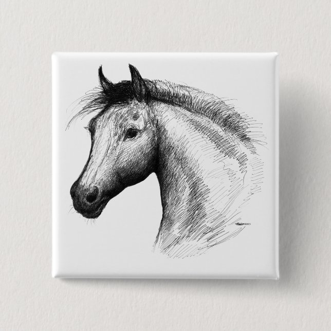 Pferd: Weiß Button (Vorderseite)