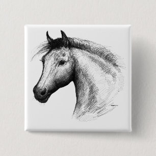 Pferd: Weiß Button