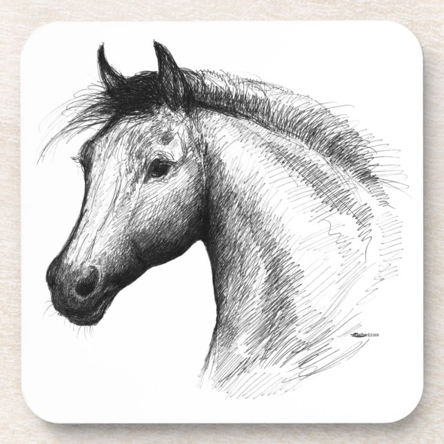 Pferd: Weiß Getränkeuntersetzer (Vorderseite)