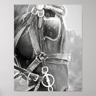 Pferd Western Rustikal Schwarz-Weiß-Vintage-Kunst Poster